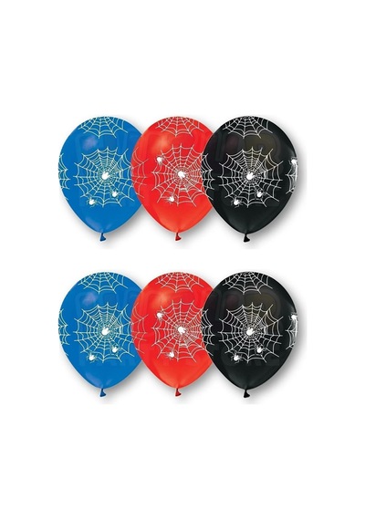 Spiderman Ağı Baskılı Balon 10 Adet 30 Cm Örümcek Adam Detaylı Temalı Konsept Doğum Günü Parti Balon Çok Renkli