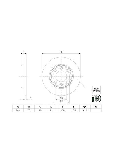 Opel Corsa F 1.5d 2019-2023 Bosch Arka Disk 249mm 2 Adet