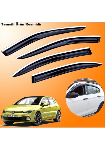 Vw Golf 8 Mügen Cam Rüzgarlığı Abs Krom Nikelajlı Cam Rüzgarlığı 20020 Sonrası 4 Lü Set