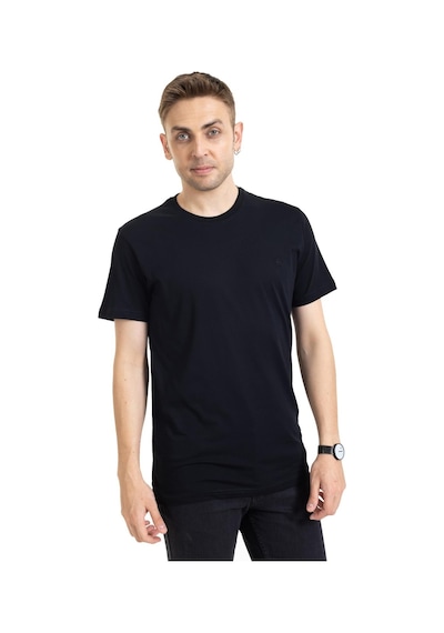 Erkek Yuvarlak Yaka %100 Pamuklu Yüksek Kalite Regular Kalıp Düz Basic T-shirt 212 - Siyah Bordo