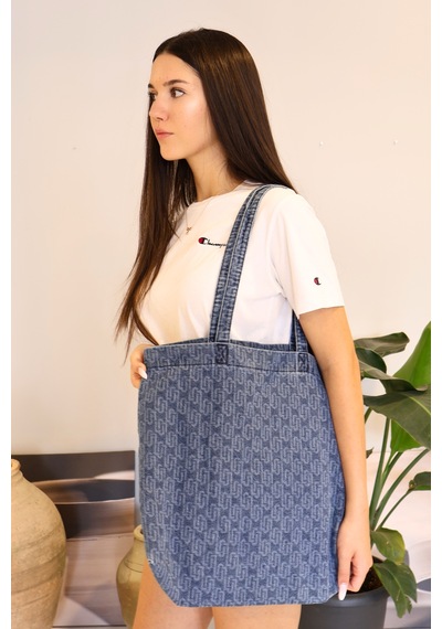 İcone Bag Desenli Yıkamalı Denim Kadın Çantası, Geniş Hacimli, Desenli El Ve Omuz Bez Çanta Shopper J.mavi