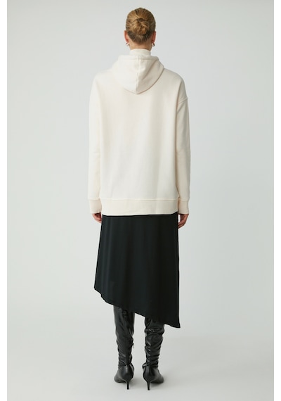 ETHIQUET CARLY Kadın Içi Polarlı Yumuşacık Kapüşonlu Kanguru Cepli Oversize Fit Ekru Sweatshirt