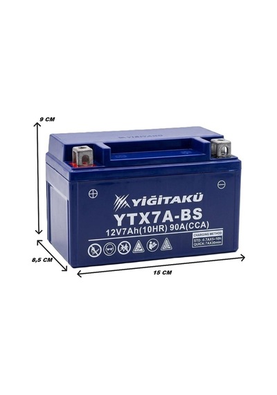 12 V 7 Ah Amper Ytx7a Bs Yiğit Akü Motosiklet Aküsü