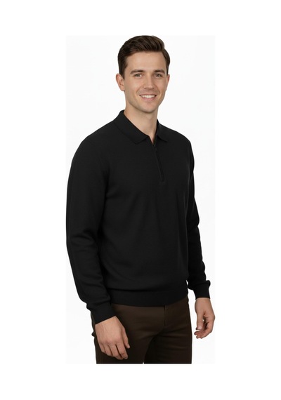 Advante Erkek Regular Fit Polo Yaka Petek Triko Kazak Bgl-st04825 Siyah
