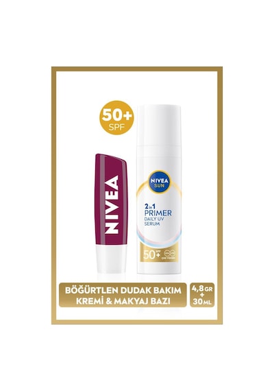 Sun Spf50 Primer Nemlendirici Makyaj Bazı 30ml Ve Böğürtlen Nemlendirici Dudak Kremi Ve Parlatıcısı