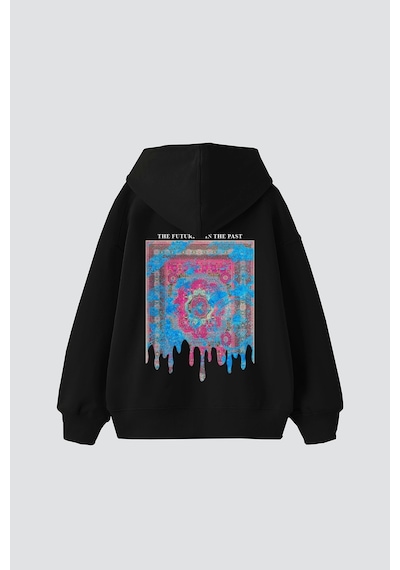 Tarzsokak Liquid Rug Baskılı Oversize Unisex Siyah