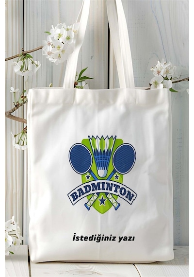 Art Hediye Badminton Baskılı Bez Çanta Kişiye Özel Model 1 Çok Renkli