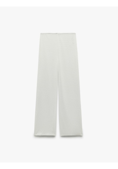 Koton Bürümcük Kumaş Düz Geniş Paça Pantolon Beyaz 5sak40060ek Beyaz