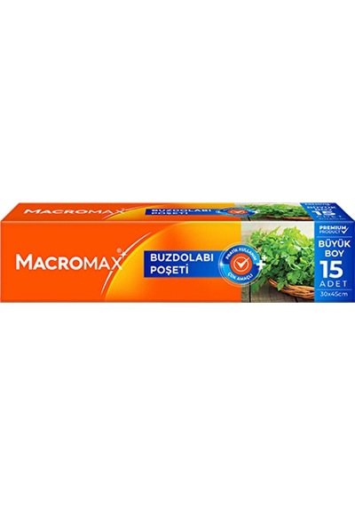 3 Adet Macromax Buzdolabı Poşeti Büyük Boy 15'li