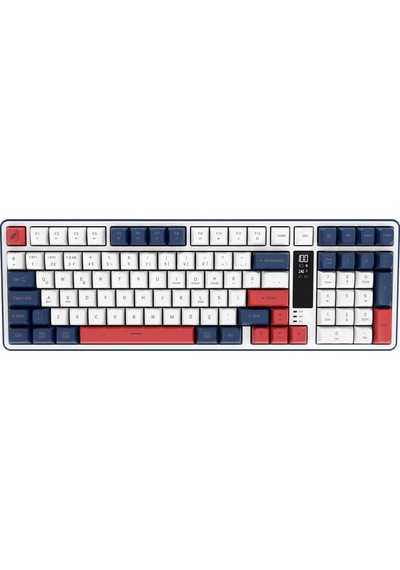 Hk257 Membrane Lcd Rgb Kablosuz/bluetooth Kırmızı Mavi Full Türkçe Gaming Klavye