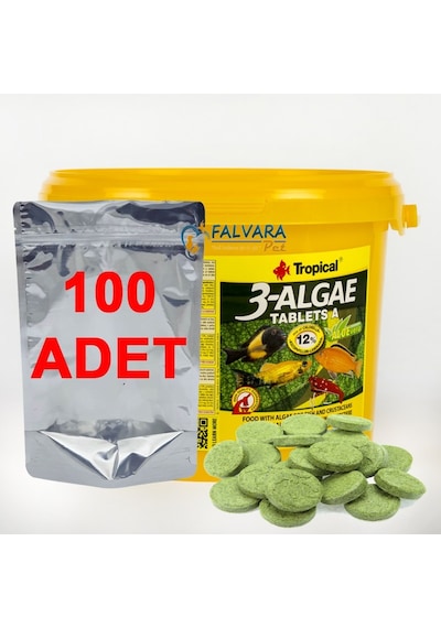 100 Adet Tropical 3-Algae Tablet A Kovadan Bölme Balık Yemi