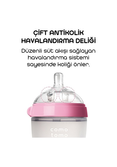 Bezos Comotomo Antikolik Silikon Biberon 250 Ml 3-6 Ay Pembe Renk: Pembe Dlra