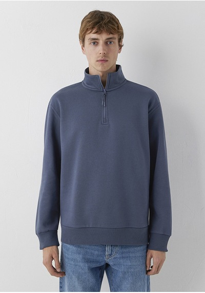Yarım Fermuarlı Sweatshırt Ombre Mavi