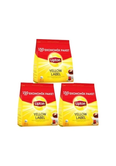 Lipton Yellow Label Demlik Siyah Poşet Çay 3 x 150'li