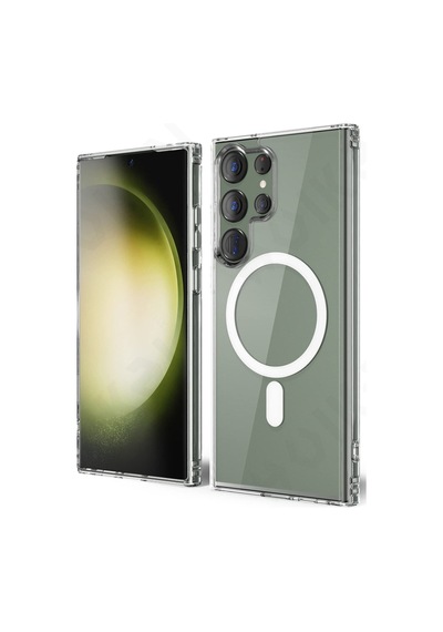 Samsung Galaxy Uyumlu   S23 Ultra Kılıf Tacsafe Wireless Kablosuz Şarj Silikon Renksiz-colr65774