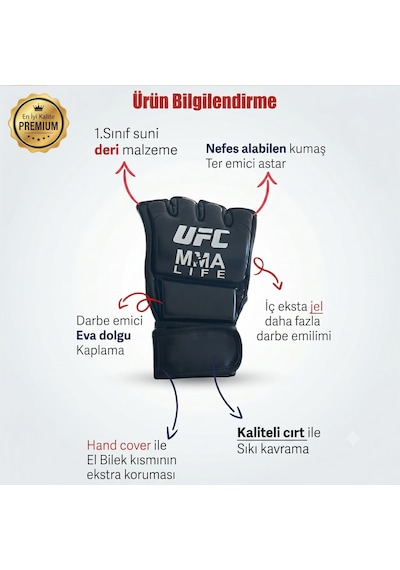 Hsport Ufc Mma Eldiveni Suni Deri Kesik Parmak Tasarımı Velcro Bilek Desteği Kafes Dövüşü Ve İdman Xlarge Açık Mavi