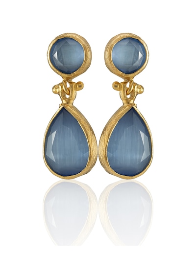 Kadir Jewellery 22 Ayar Altın Kaplama Vintage Küpe -el İşçiliği Ve Hipoalerjenik Küpe Buz Mavisi 67246600