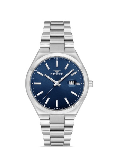 Ferro F11386a-a3 Quartz Çelik Gri Lacivert Kadran 40 Mm Erkek Kol Saati