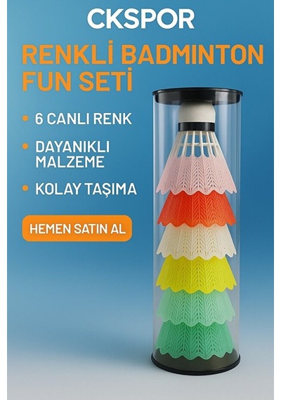 Badminton Topu 6 Lı Yeni Renkli Renkli Tüy Top Seti