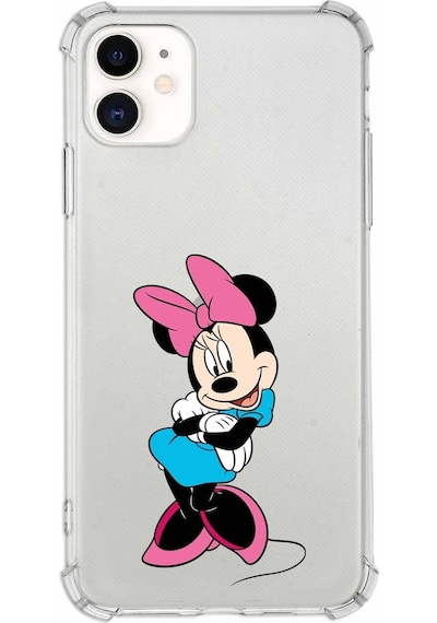Apple Uyumlu iPhone 11 Köşe Korumalı Antişok Kapak Minnie Mouse Tasarımlı Şeffaf Kılıf