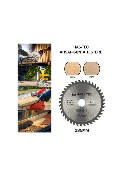 185 Mm Ahşap & Sunta Kesici Testere T.c.t Saw Blade Ø185x1.3x30 Mm 40t