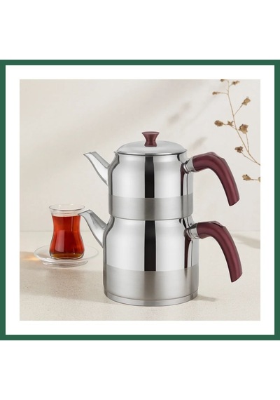 Bezos Çelik Çaydanlık Seti Aile Boy 1.5l + 3l Kendinden Süzgeçli Bzs01 Çok Renkli