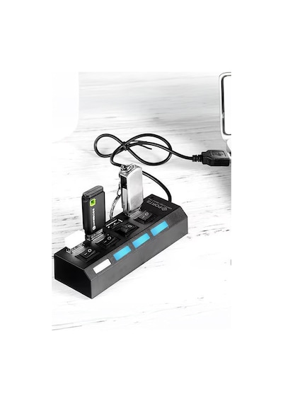 Thentech 4 Portlu Usb 3.0 Hub Çoklayıcı Bağımsız Açma Kapama Tuşlu Led Işıklı Yüksek Hızlı Dosya Aktarımı