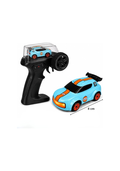 Uzaktan Kumandalı Şarjlı Mini Drift Arabası 1:64 Ölçek Işıklı Rc Model Araç Mavi