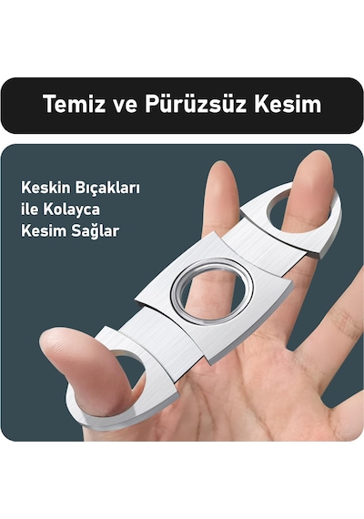 Valkyrie Premium Puro Aksesuar Seti Puro Makası V Kesim Delik Açıcı Puro Tutucu Kılıflı Komple Set