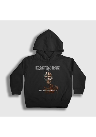 Presmono Unisex Çocuk Souls Iron Maiden Kapüşonlu Sweatshirt Siyah
