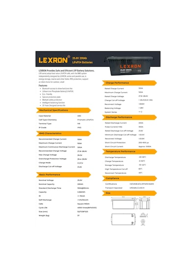 Lexron 25.6v 200ah Lityum Batarya