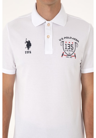 U.S. Polo Assn. Erkek Regular Fit Beyaz Polo Yaka Tişört 50299667-VR013