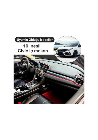 Honda Civic Fc5 Fk7 2016-2021 İçin 10. Nesil Panel Kırmızı Detay