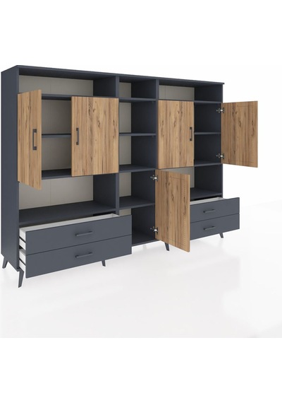 Hyperion Dolap 12 Raflı 4 Çekmeceli 5 Kapaklı 220x44x163 Antrasit Antrasit-çam/antrasit Hyperion Dolap 12 Raflı 4 Çekmeceli 5 Kapaklı 220x44x163 Antrasit Antrasit-çam/antrasit
