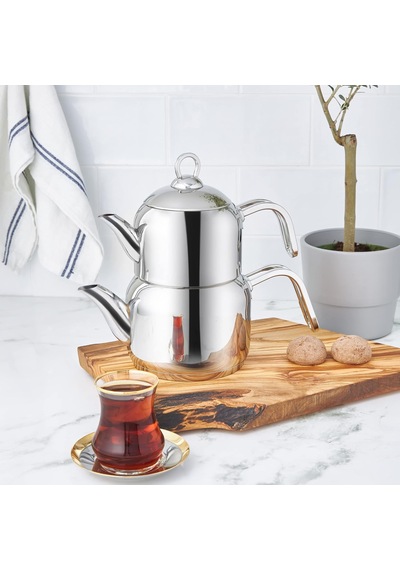 Manes İndüksiyon Tabanlı Mini Çaydanlık Takımı Metal Çelik