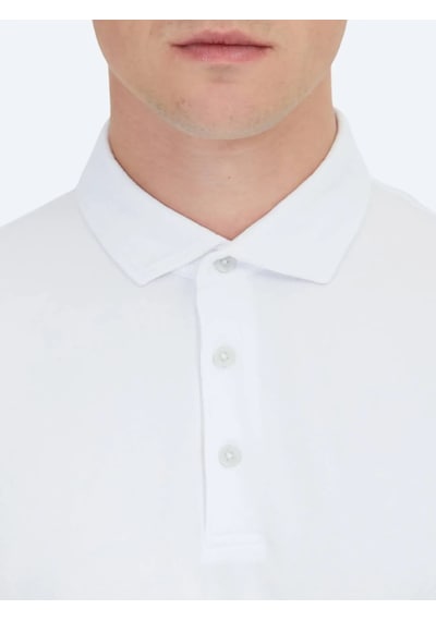 Kip Beyaz Jakarlı Polo Yaka T-shirt Beyaz