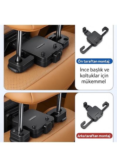 Coofbe Ayarlanabilir Ortopedik Araç Boyun Baş Yastığı Oto Koltuk Başlığı, Oto Boyun Yastığı Car Headrest Siyah