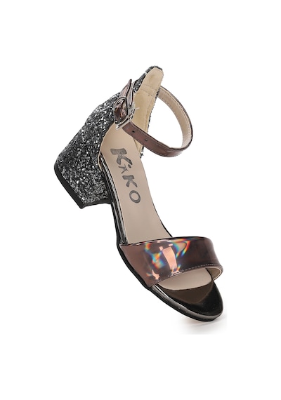 Kiko Kids Sheila Ayna Çam Günlük Kız Çocuk 3 Cm Topuklu Sandalet Abiye Ayakkabı Gümüş