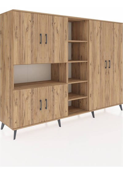 Hyperion Dolap 13 Raflı 6 Kapaklı 220x44x163 Çam-çam Çam-çam