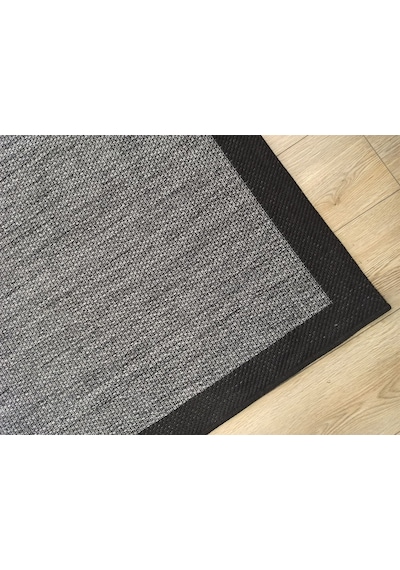 Çam Halı Sisal 9714 Gri / Siyah Bordürlü Jüt Sisal Kilim - 100x300