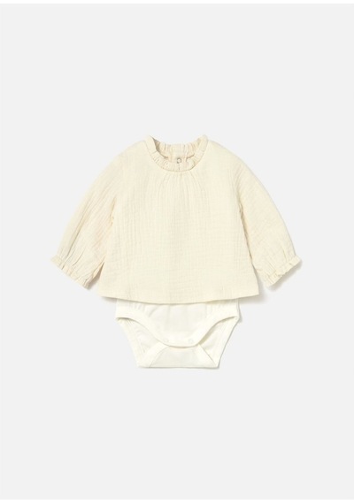 Kız Bebek Müslin Tulum Krem 2723 Krem
