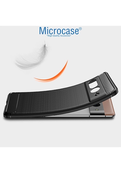 Google Pixel 7 Pro Brushed Carbonfiber Silikon Kılıf-Siyah Al3332