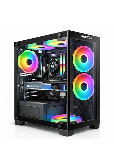Aktuf Ronin Siyah 3 Rgb Fanlı 600w Power Supply M-atx Gaming Oyuncu Bilgisayar Kasası