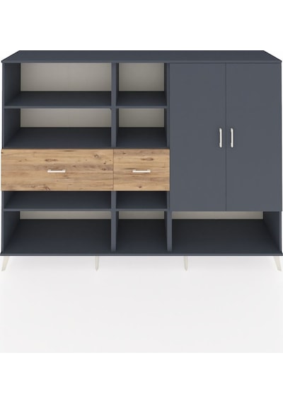 Hyperion Dolap 10 Raflı 2 Çekmeceli 2 Kapaklı 220x44x163 Antrasit Antrasit-antrasit/çam Hyperion Dolap 10 Raflı 2 Çekmeceli 2 Kapaklı 220x44x163 Antrasit Antrasit-antrasit/çam
