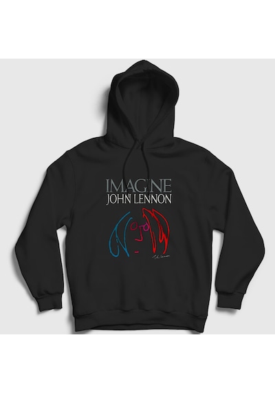 Presmono Unisex Icon Beatles John Lennon Kapüşonlu Sweatshirt Siyah