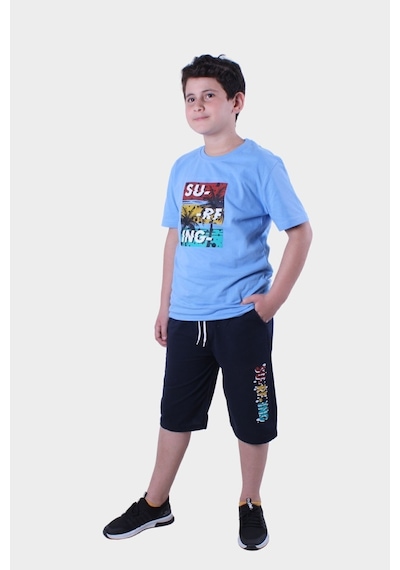 Fyk Kids Erkek Çocuk Alt-üst Kapri-tişört Takım Mavi