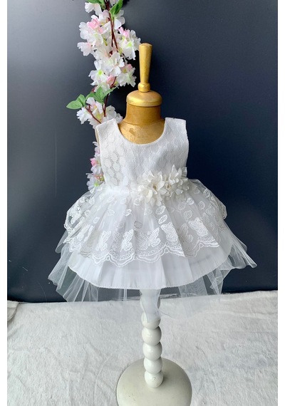 Mnk Baby & Kids Kat Dantelli Gül Motif Kız Bebek Elbise PNPN159