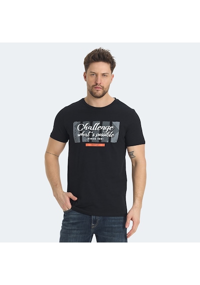 Slazenger RATAN Erkek Baskılı Siyah Tişört