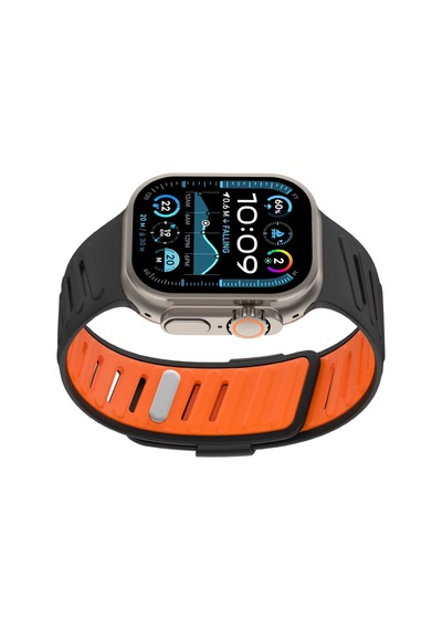 Ny Joy Watch Ultra 49mm Twin Silikon Kordon - Siyah-turuncu Nyjoybz
