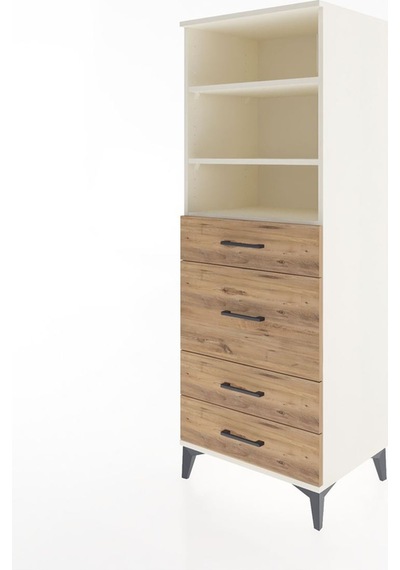 Hyperion Dolap 3 Raflı 4 Çekmeceli 60x44x163 Aytaşı-çam Aytaşı